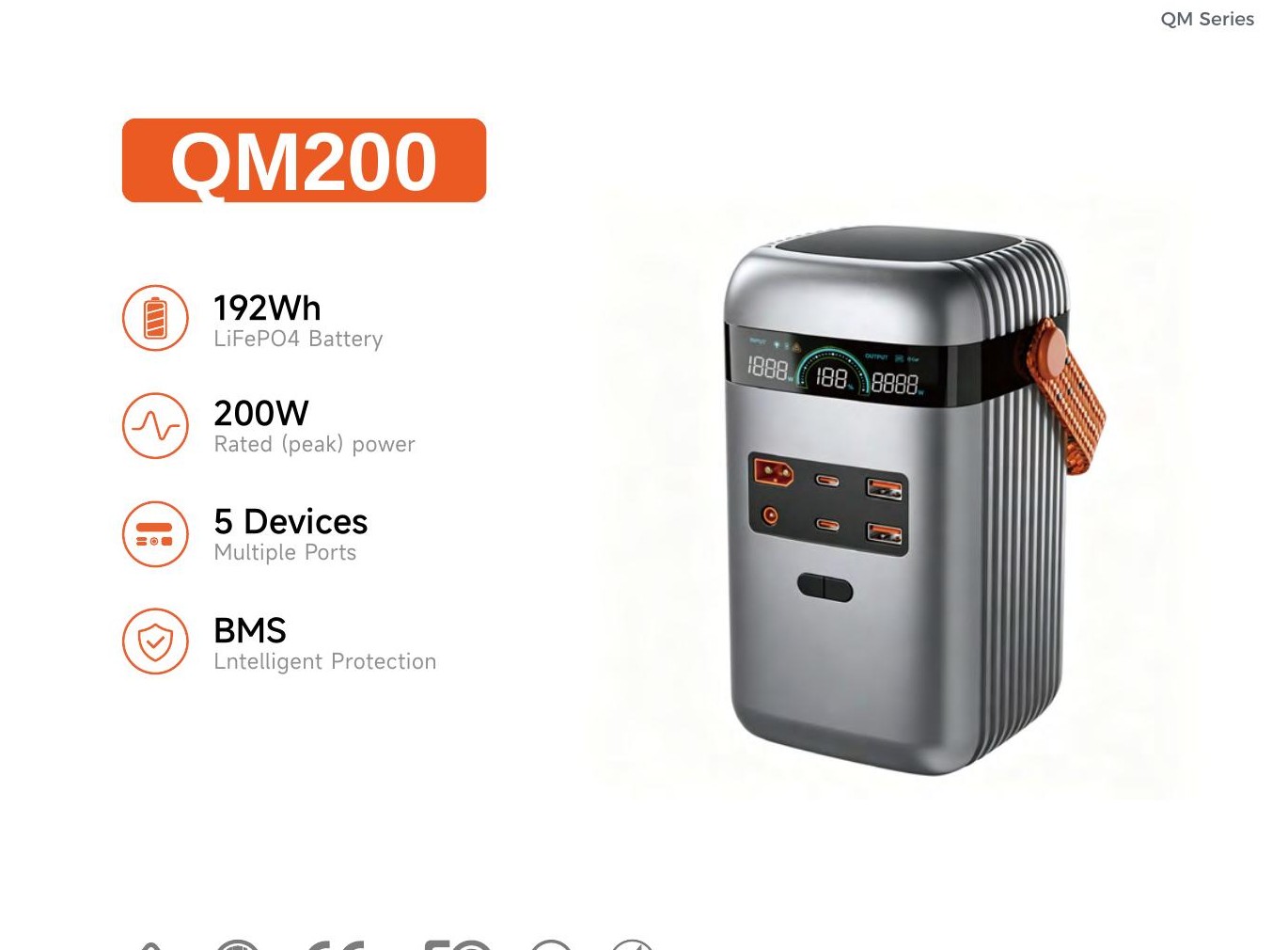 QM200 LiFePO4 192 Wh 200 W