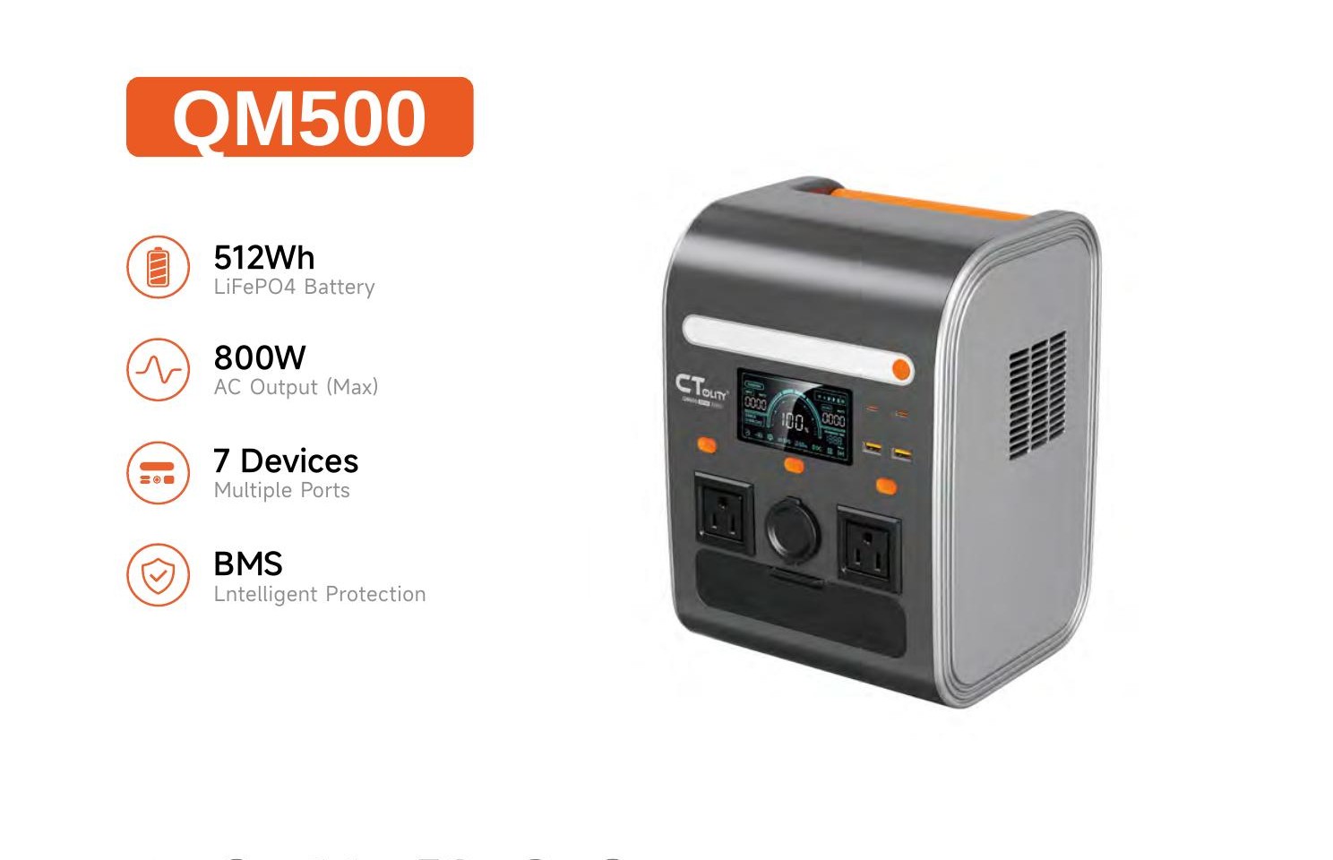 QM500 LiFePO4 512 Wh 800 W